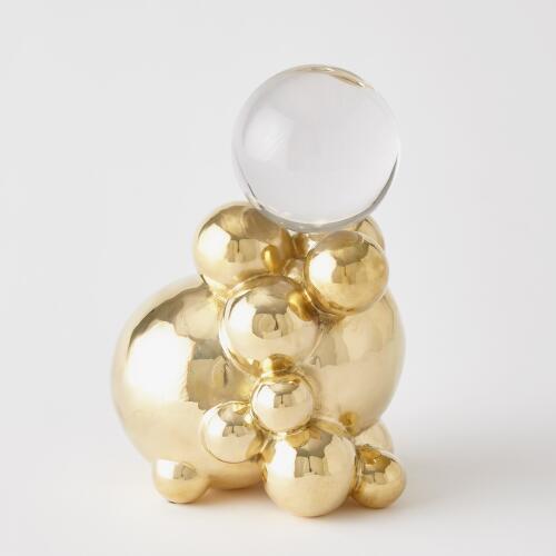 Bubble Orb Holder-Brass w/Crystal Sphere