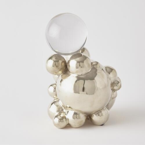 Bubble Orb Holder-Nickel w/Crystal Sphere