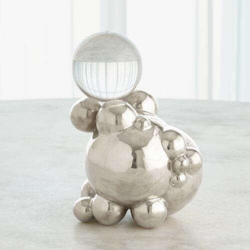 Bubble Orb Holder-Nickel w/Crystal Sphere