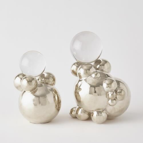 Bubble Orb Holder-Nickel w/Crystal Sphere