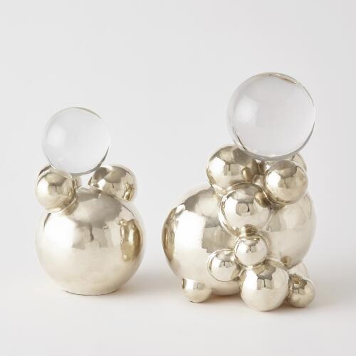 Bubble Orb Holder-Nickel w/Crystal Sphere