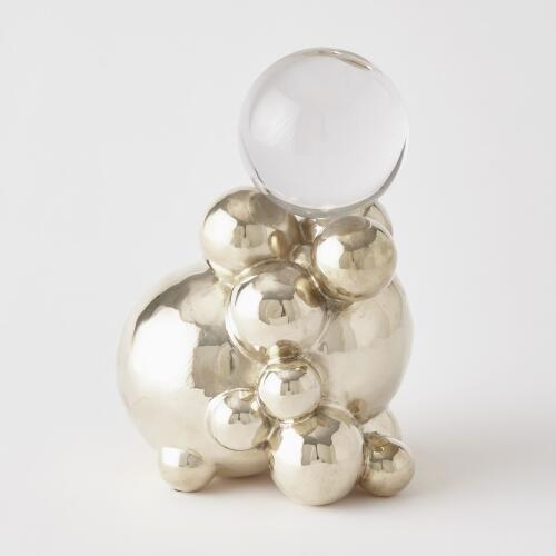 Bubble Orb Holder-Nickel w/Crystal Sphere