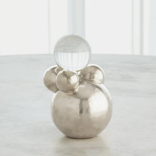 Bubble Orb Holder-Nickel w/Crystal Sphere