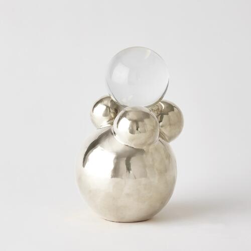 Bubble Orb Holder-Nickel w/Crystal Sphere