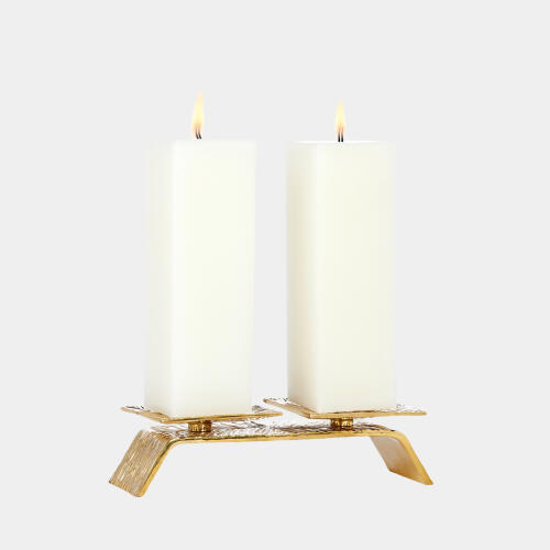 Double Torch Candleholder-Brass