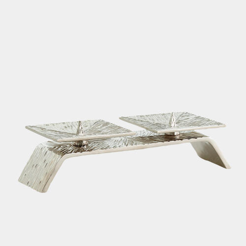 Double Torch Candleholder-Nickel