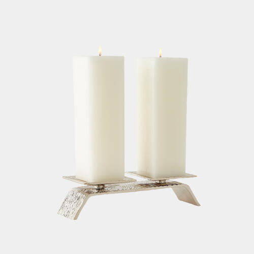 Double Torch Candleholder-Nickel