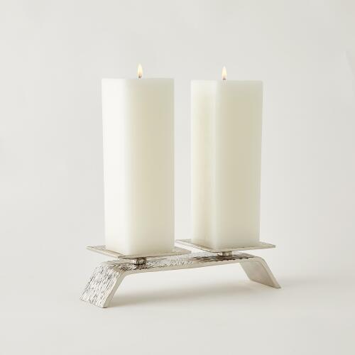 Double Torch Candleholder-Nickel