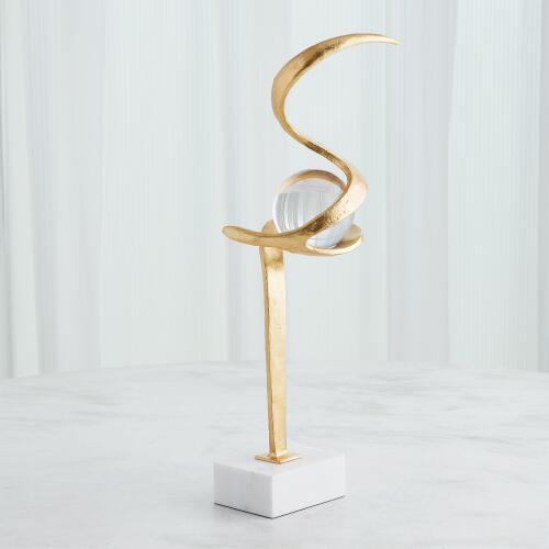 Captured Sphere Sculpture-Gold Leaf