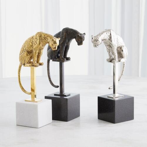 Perched Jaguar on Stand-Brass