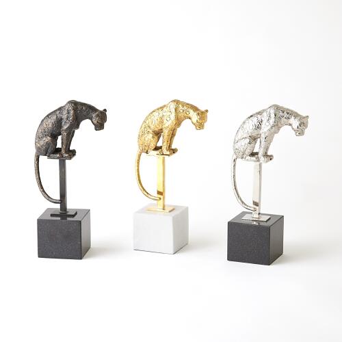 Perched Jaguar on Stand-Brass