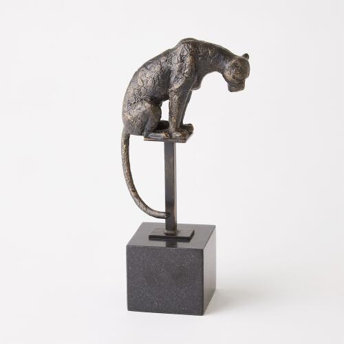 Perched Jaguar on Stand-Bronze