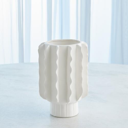 Frilled Vase-Matte White