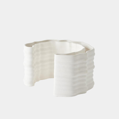 Sheldon Crescent Printed Vase-Matte White