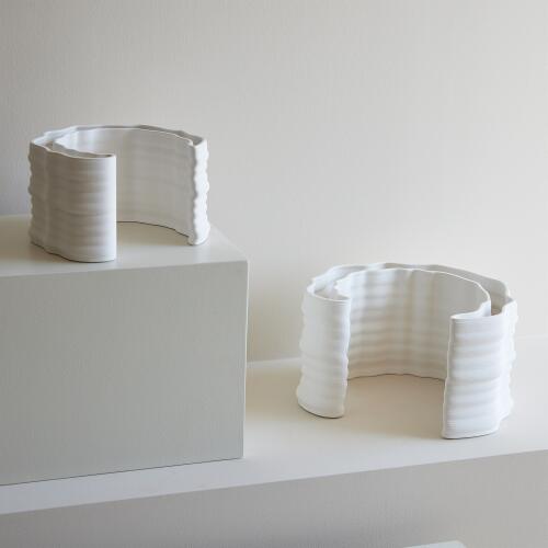 Crescent Printed Vase-Matte White