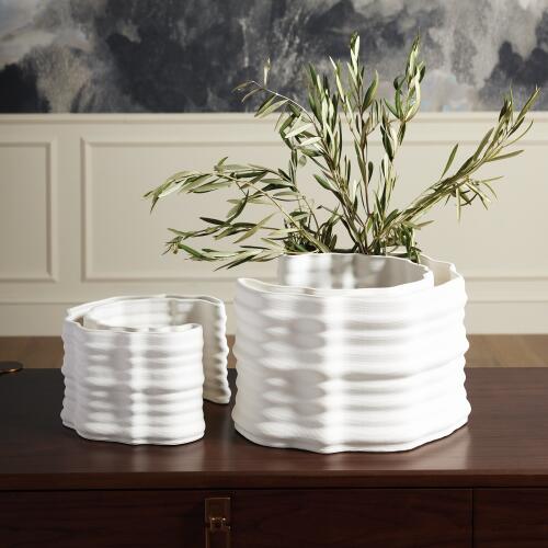 Crescent Printed Vase-Matte White