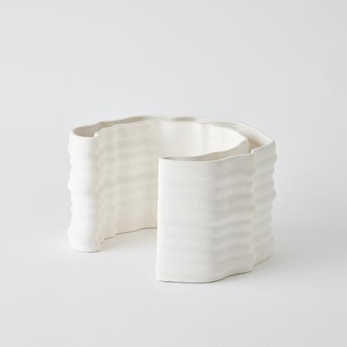 Crescent Printed Vase-Matte White