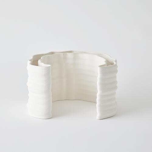 Crescent Printed Vase-Matte White
