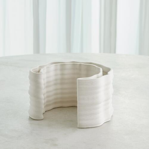 Crescent Printed Vase-Matte White