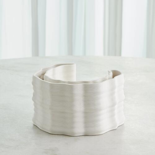 Crescent Printed Vase-Matte White