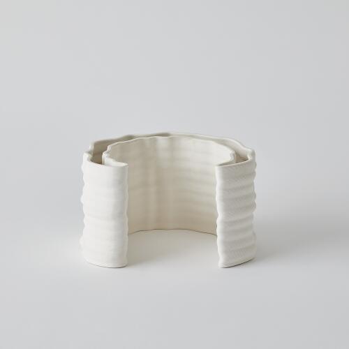 Crescent Printed Vase-Matte White