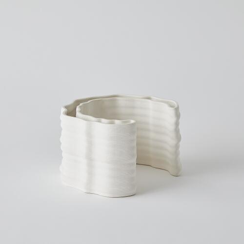 Crescent Printed Vase-Matte White