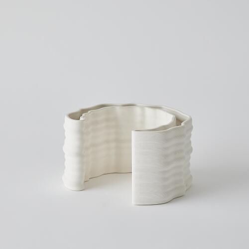 Crescent Printed Vase-Matte White