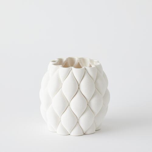 Pillowed Printed Vase-Matte White