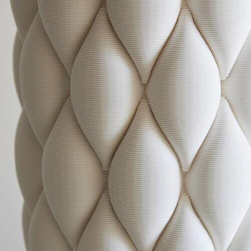 Pillowed Printed Vase-Matte White