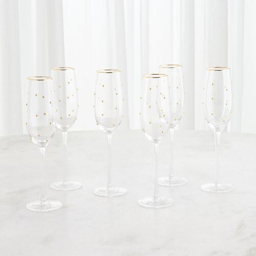 Celebration Champagne Glasses-Clear w/Gold Dots