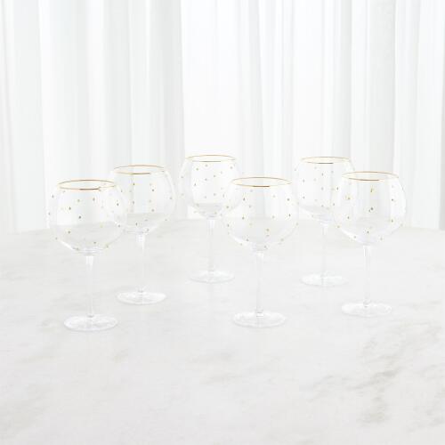 Celebration Goblet Glasses-Clear w/Gold Dots