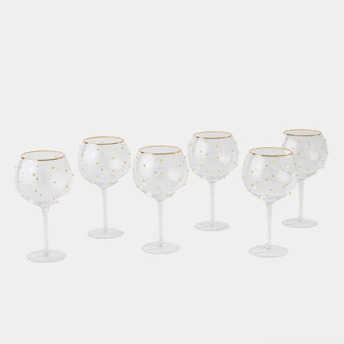 celebration goblet glasses-clear w/gold dots