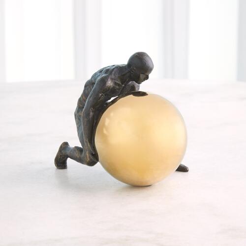 Boulder Man-Bronze w/Brass Sphere