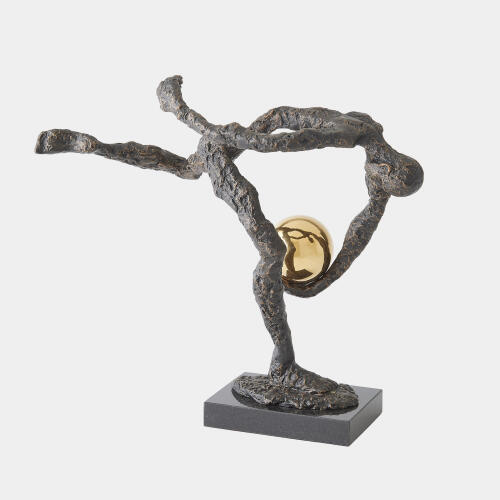 Tripped Up Sculpture-Bronze w/Brass Sphere