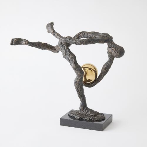 Tripped Up Sculpture-Bronze w/Brass Sphere