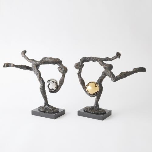 Tripped Up Sculpture-Bronze w/Brass Sphere
