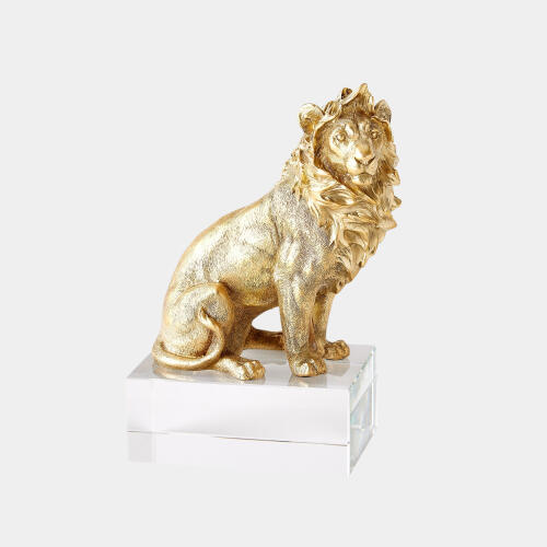 Lion Sculpture-Brass/Crystal