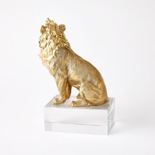 Lion & Lioness Sculpture-Brass/Crystal