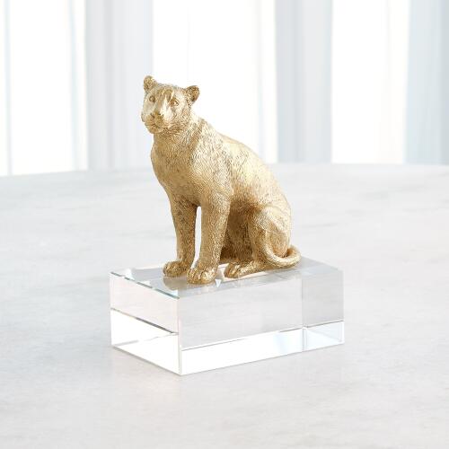 Lion & Lioness Sculpture-Brass/Crystal