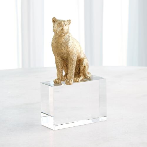 Lion & Lioness Sculpture-Brass/Crystal