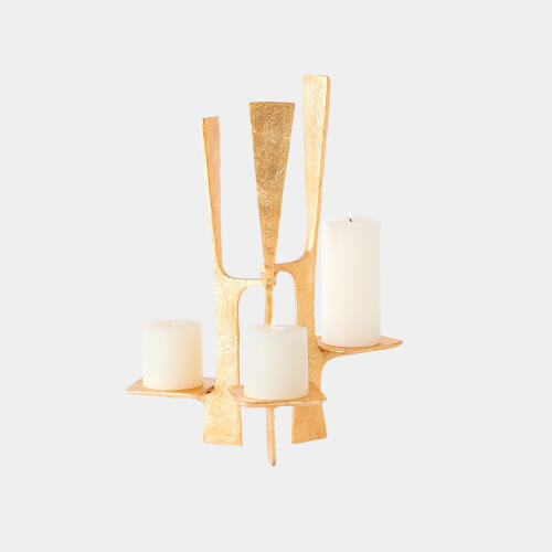 Triune Candleholder-Gold Leaf
