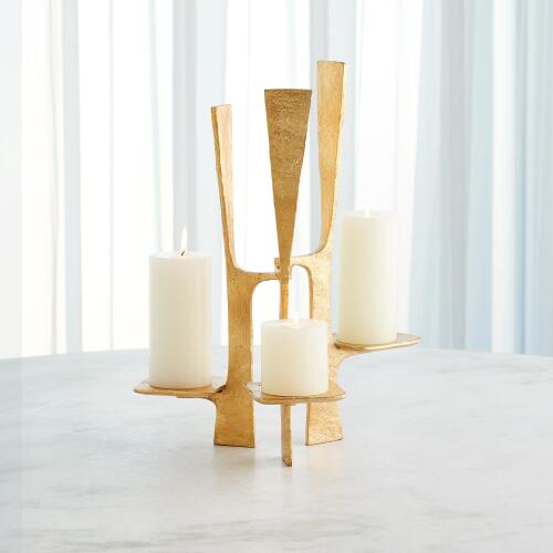 Triune Candleholder-Gold Leaf
