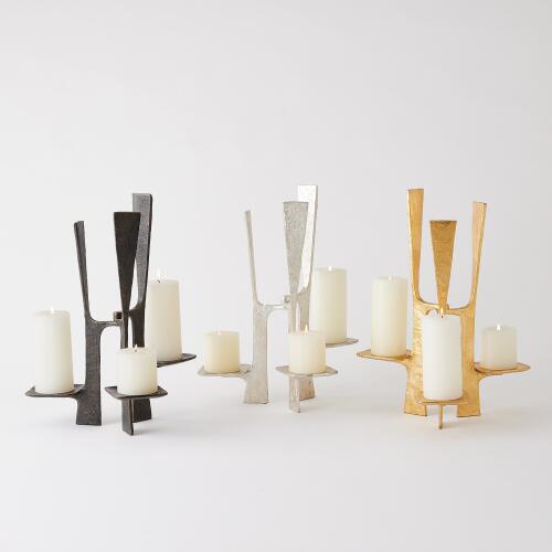 Triune Candleholder-Gold Leaf