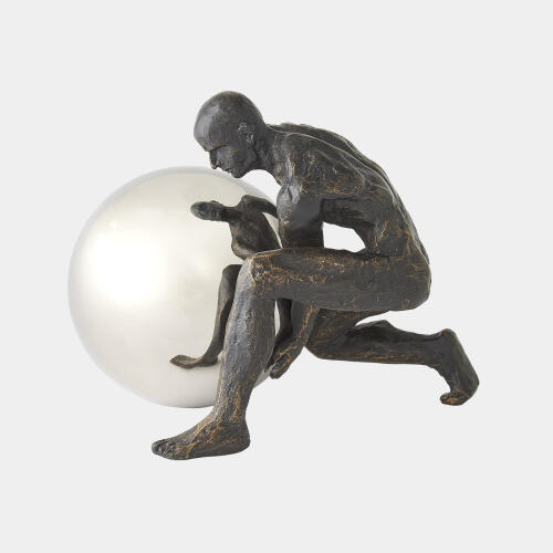 Boulder Man-Bronze w/Nickel Sphere