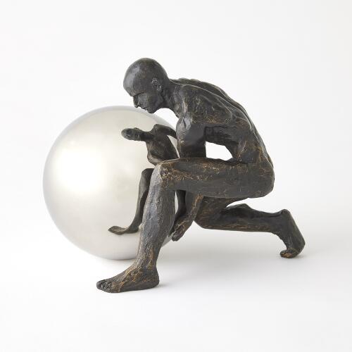 Boulder Man-Bronze w/Nickel Sphere