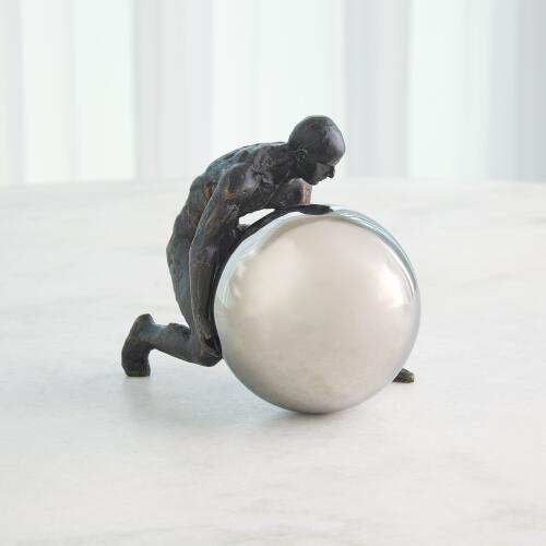 Boulder Man-Bronze w/Nickel Sphere
