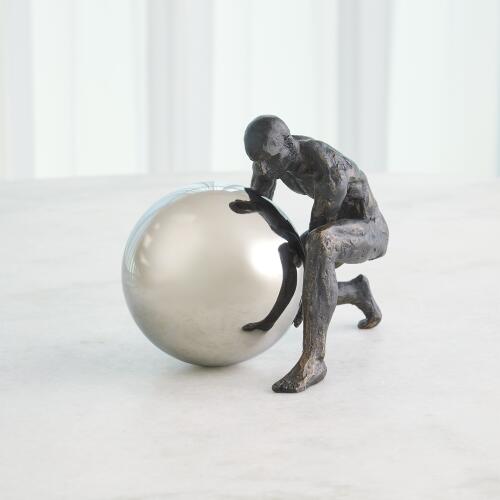 Boulder Man-Bronze w/Nickel Sphere