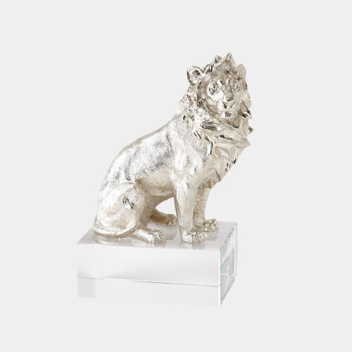 Lion Sculpture-Nickel/Crystal
