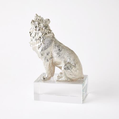Lioness Sculpture-Nickel/Crystal