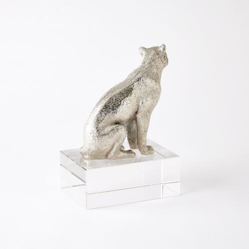 Lion & Lioness Sculpture-Nickel/Crystal